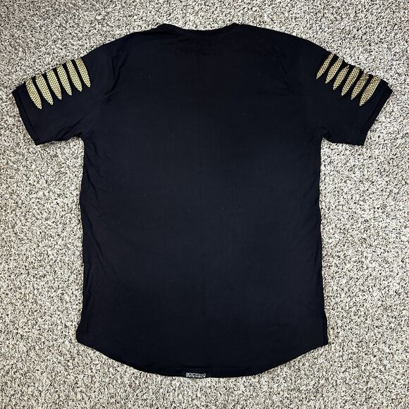 Switch Remarkable Retro Razor Cut T-Shirt Black Sz XL Gold Striped ~ Cotton - Picture 4 of 11